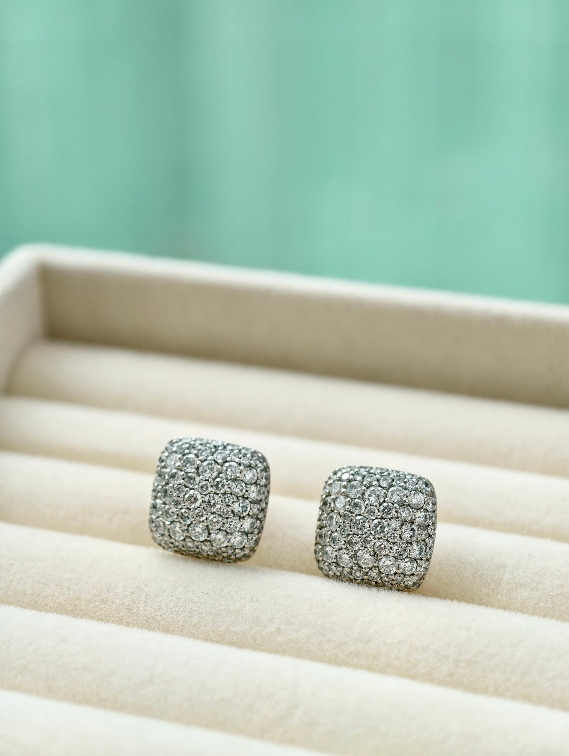 Celestial Cushion Diamond Stud Earrings