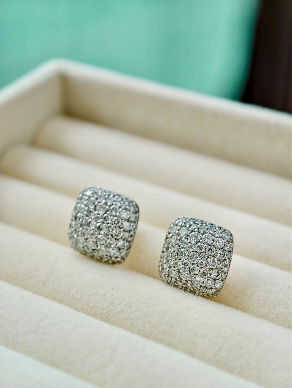Celestial Cushion Diamond Stud Earrings