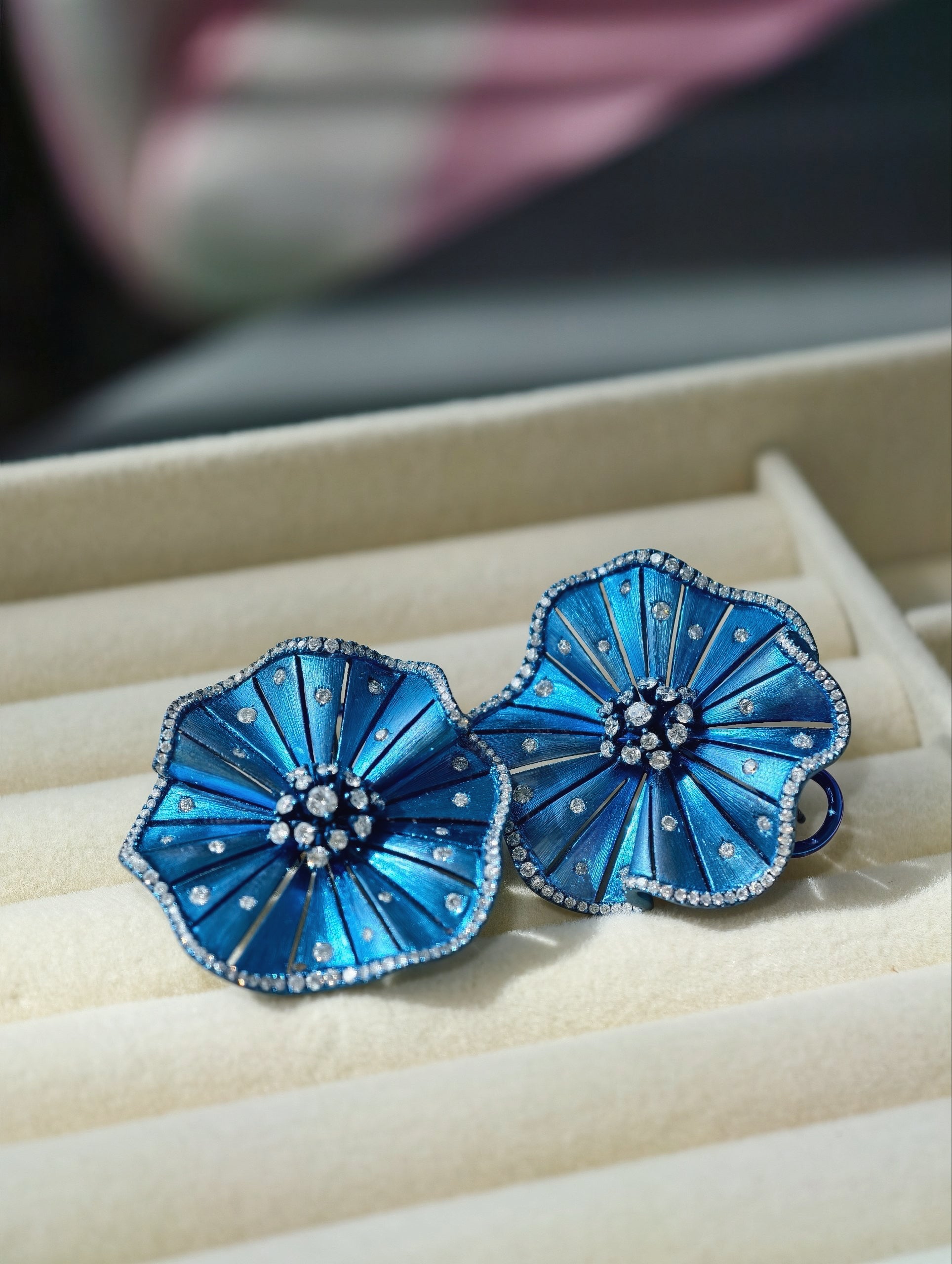 Azure Bloom Diamond Earrings