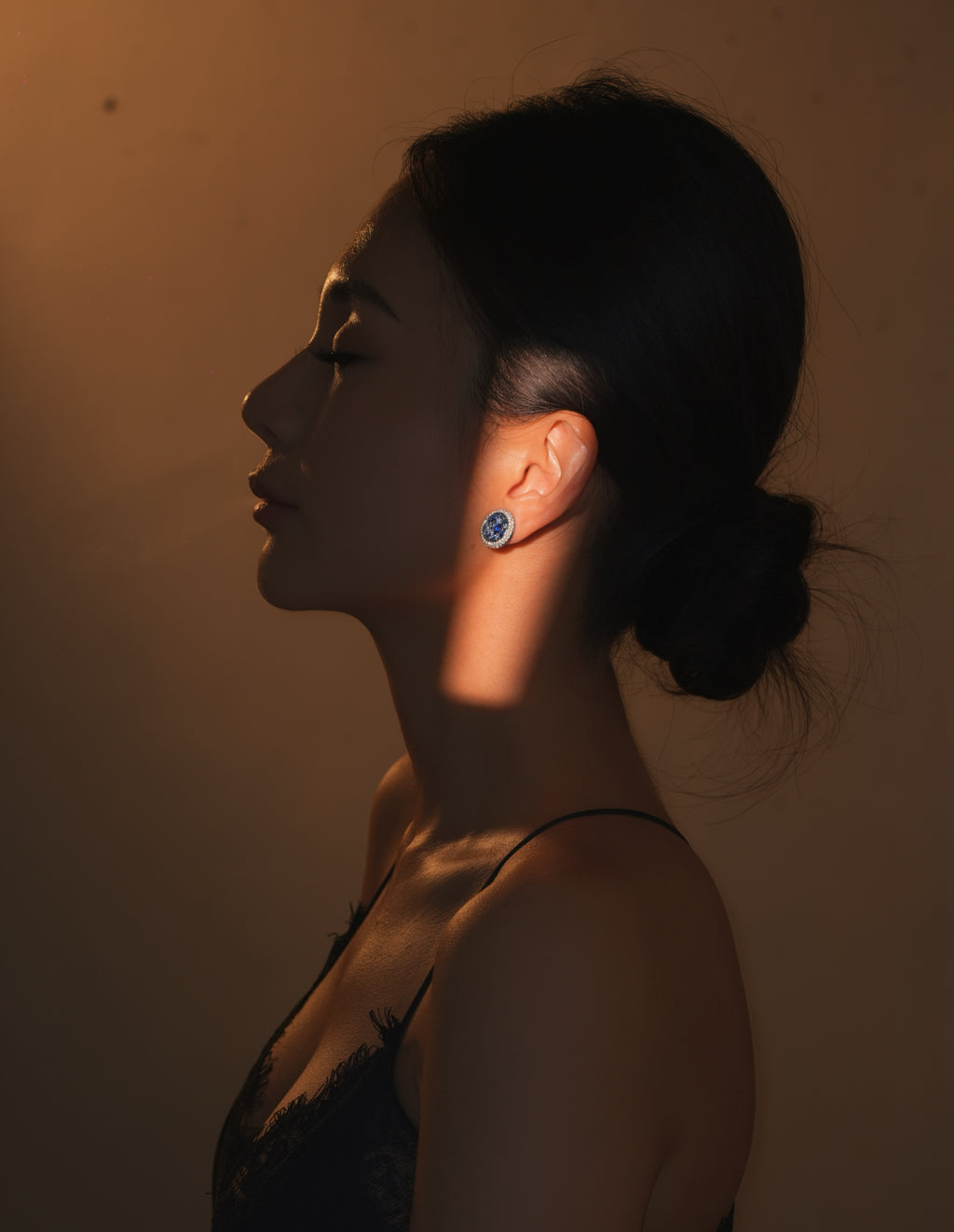 Blue Sapphire Halo Earrings