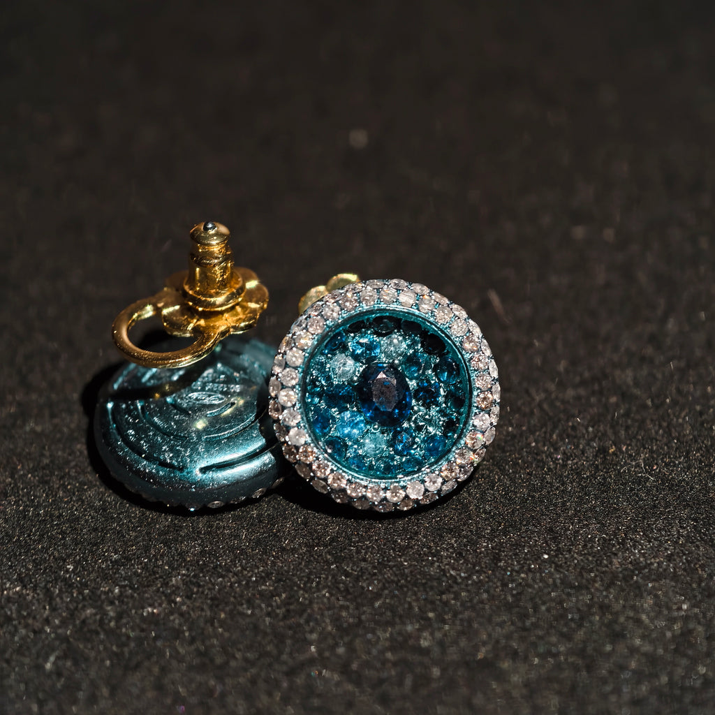 Blue Sapphire Halo Earrings