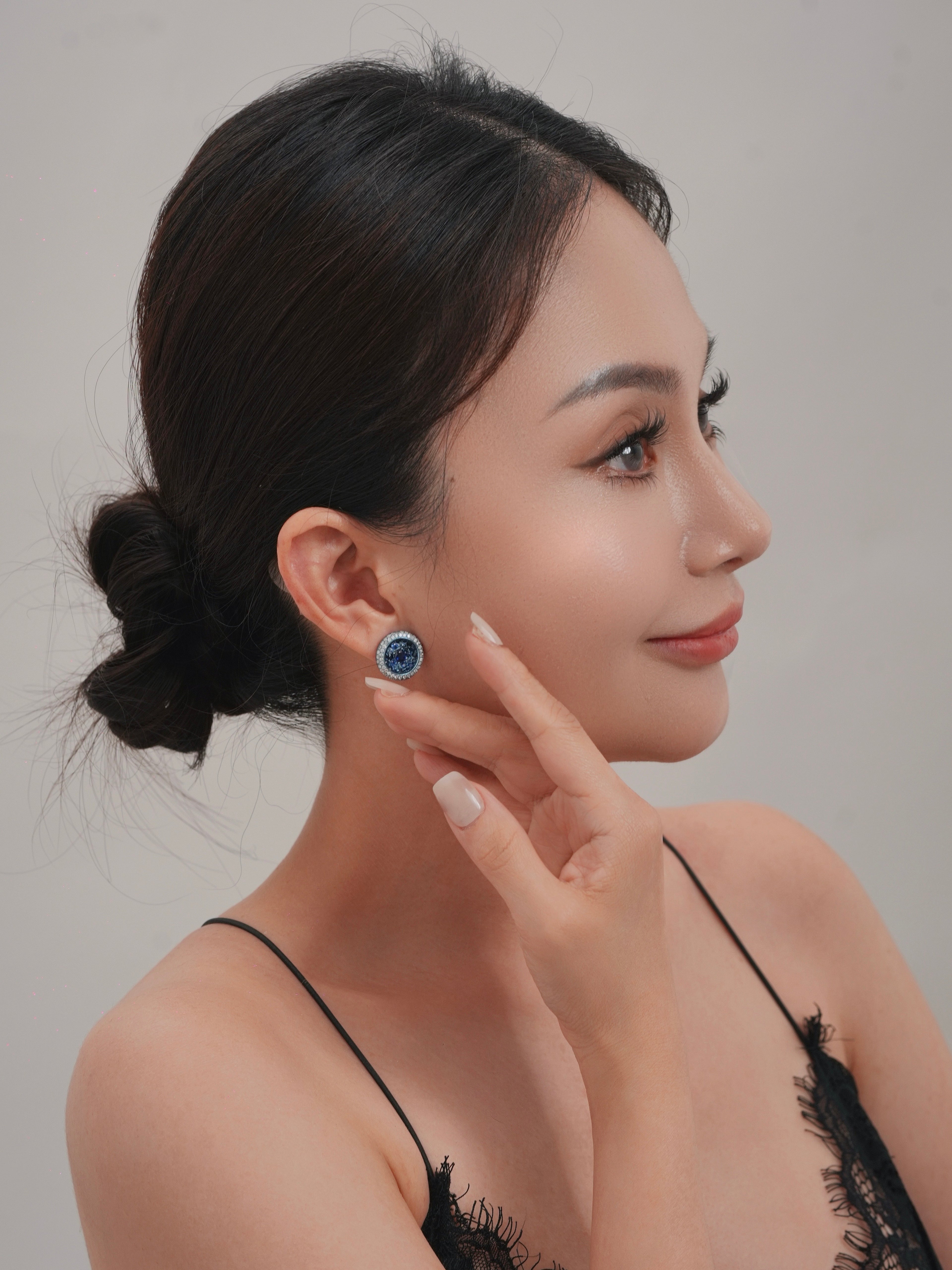 Blue Sapphire Halo Earrings