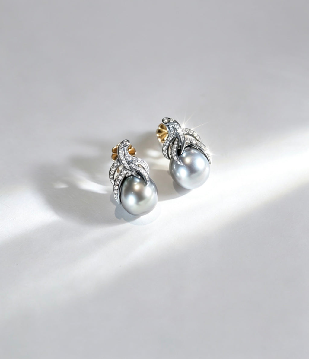 Luminous Pearl Diamond Earrings