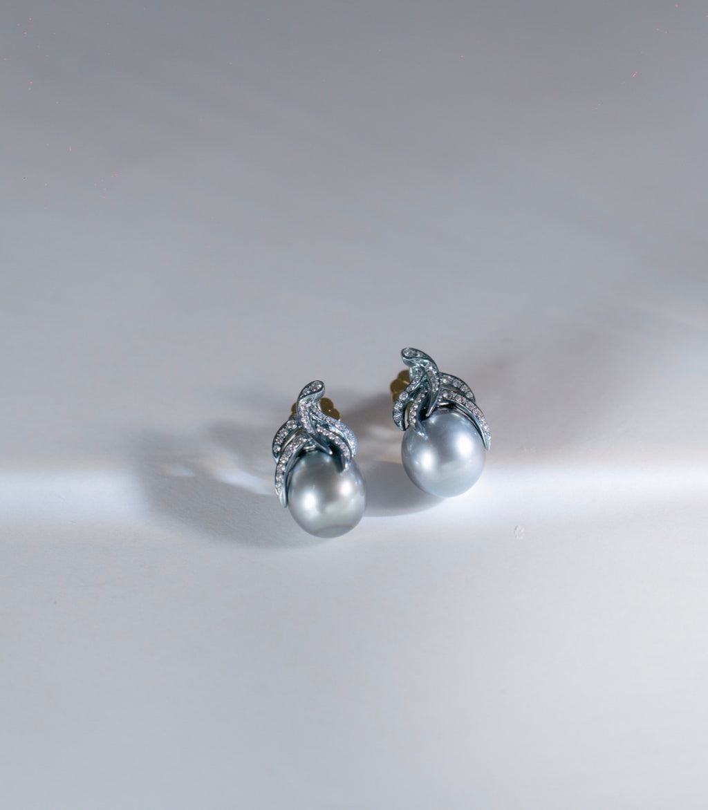 Luminous Pearl Diamond Earrings