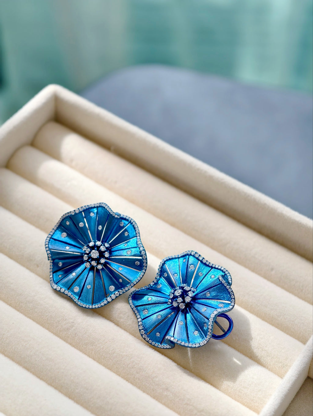 Azure Bloom Diamond Earrings