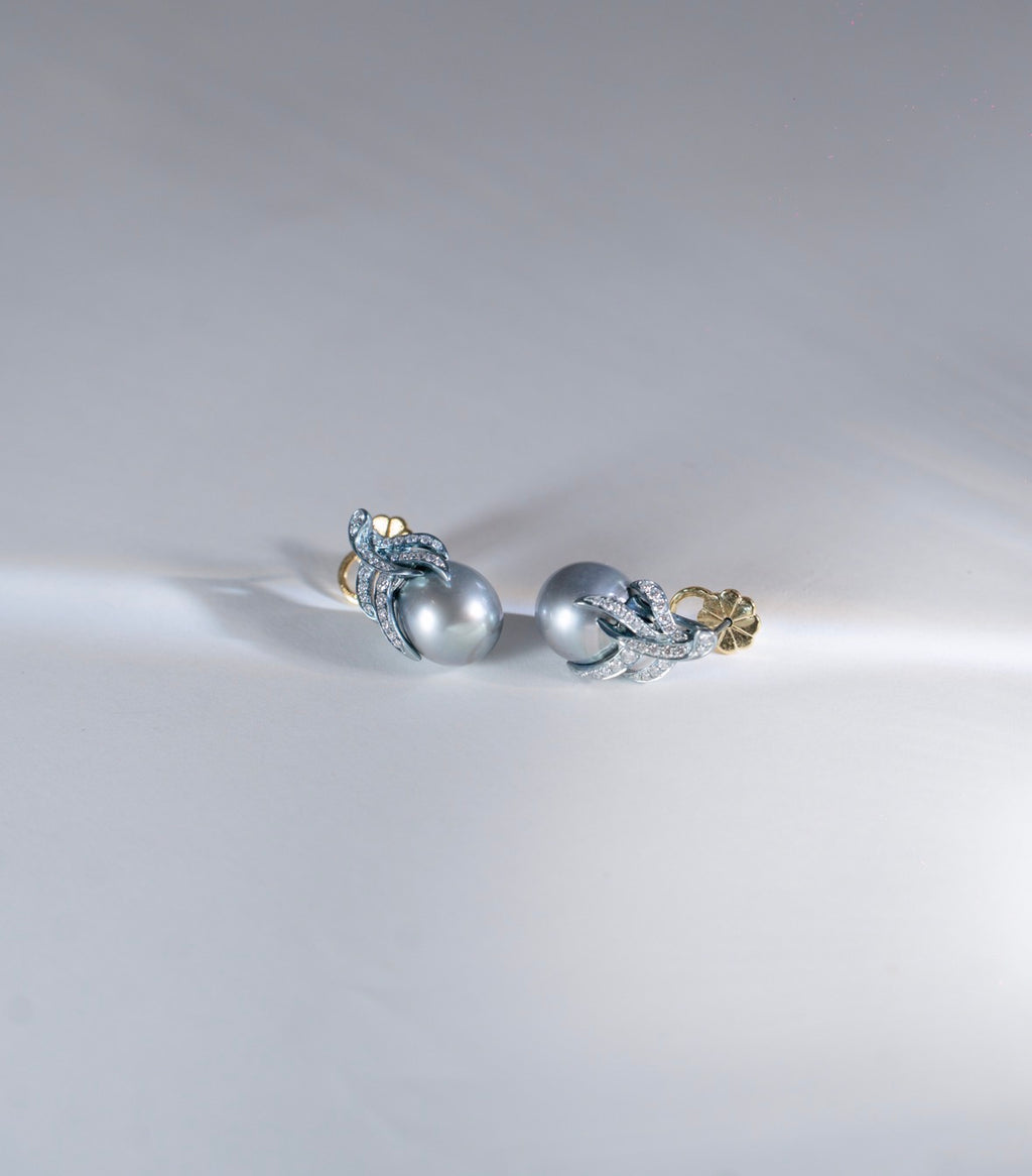 Luminous Pearl Diamond Earrings