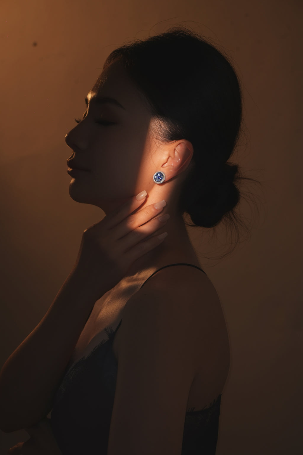 Blue Sapphire Halo Earrings