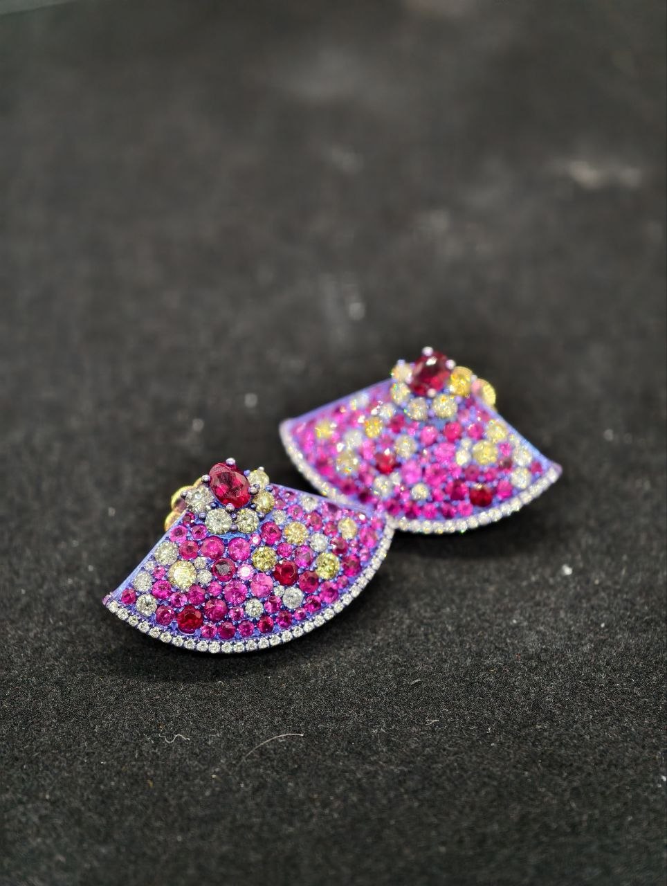 Ruby Bloom Fan Earrings - Purple