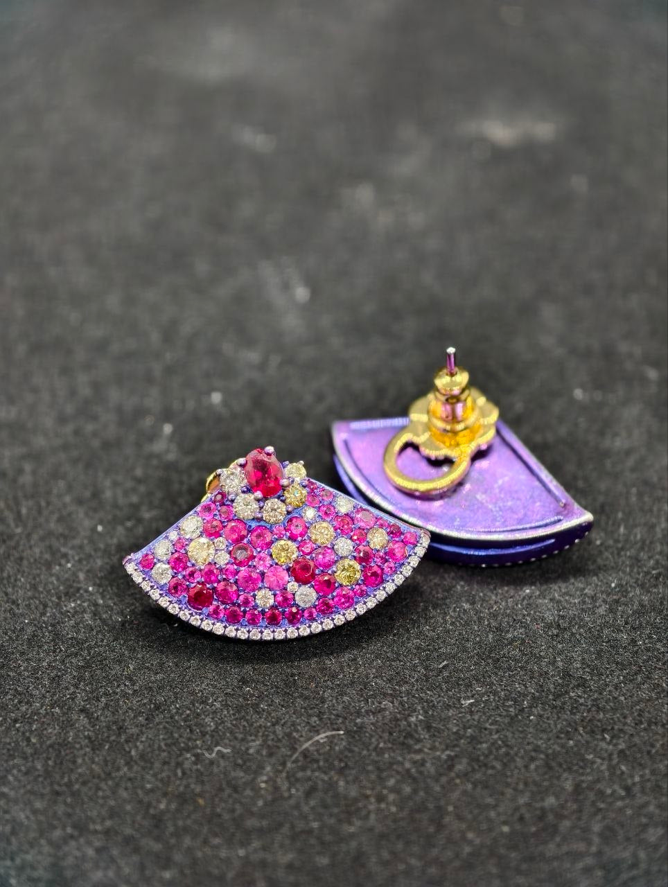 Ruby Bloom Fan Earrings - Purple