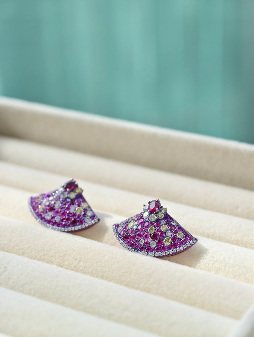 Ruby Bloom Fan Earrings - Purple