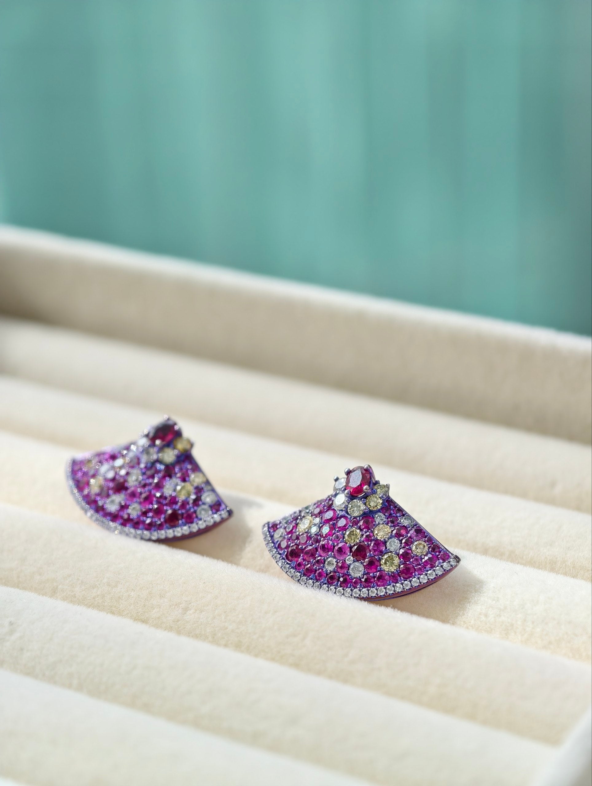 Ruby Bloom Fan Earrings - Purple