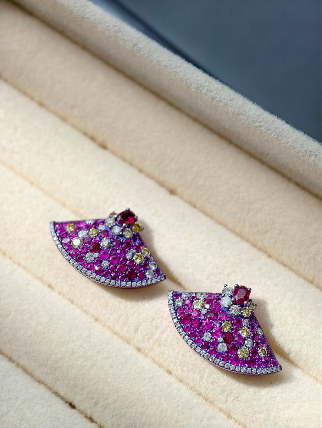 Ruby Bloom Fan Earrings - Purple