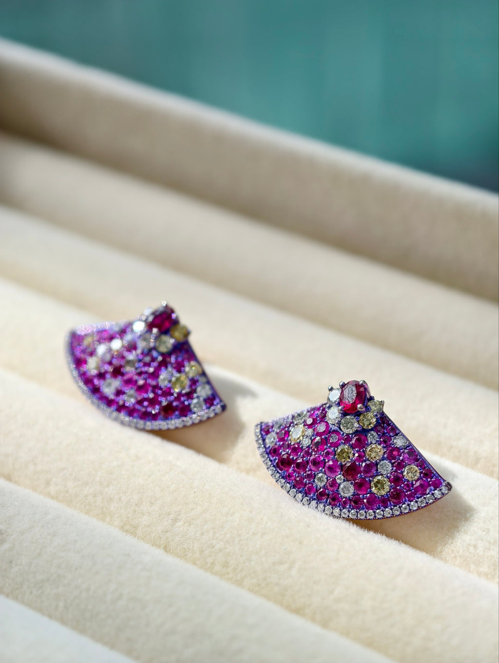 Ruby Bloom Fan Earrings - Purple