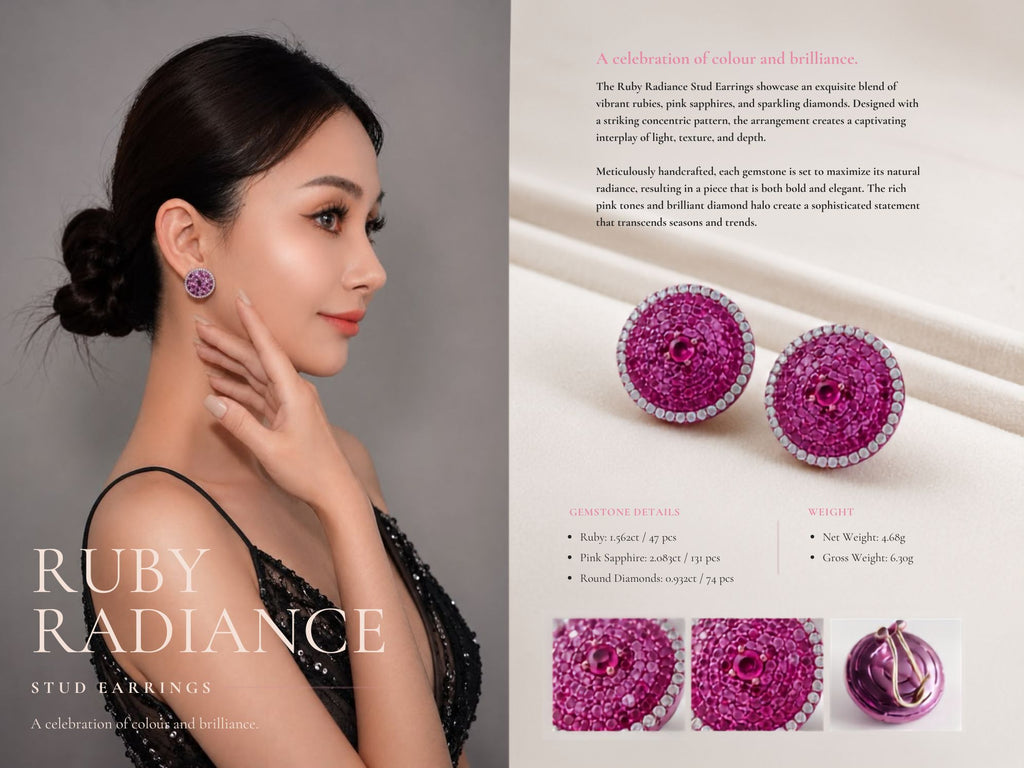 Ruby Radiance stud earrings product presentation
